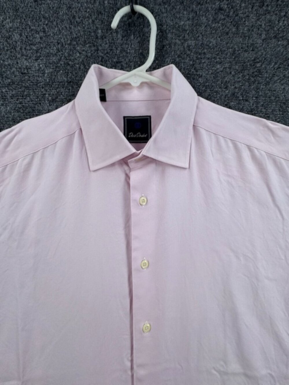 David Donahue Logo Pink 16.5 34/35 Button Up Long Sleeve Business Solid Cotton